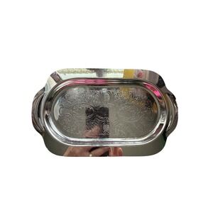 Serving Tray Unisex OS Silver  Etched Floral Metal Rectangular
